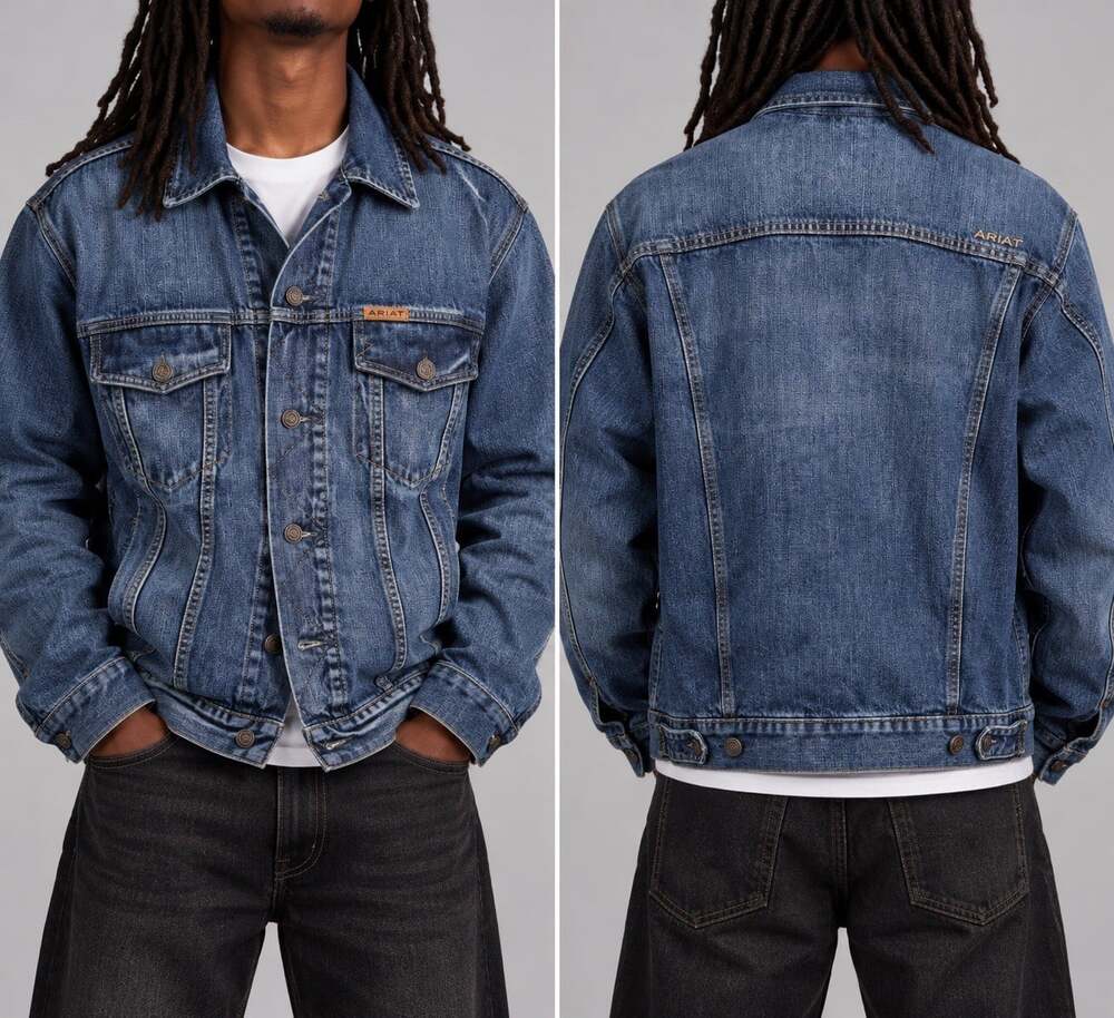 Ariat Men’s Modern Blanket Lined Denim Trucker Jacket Medium Wash Size M